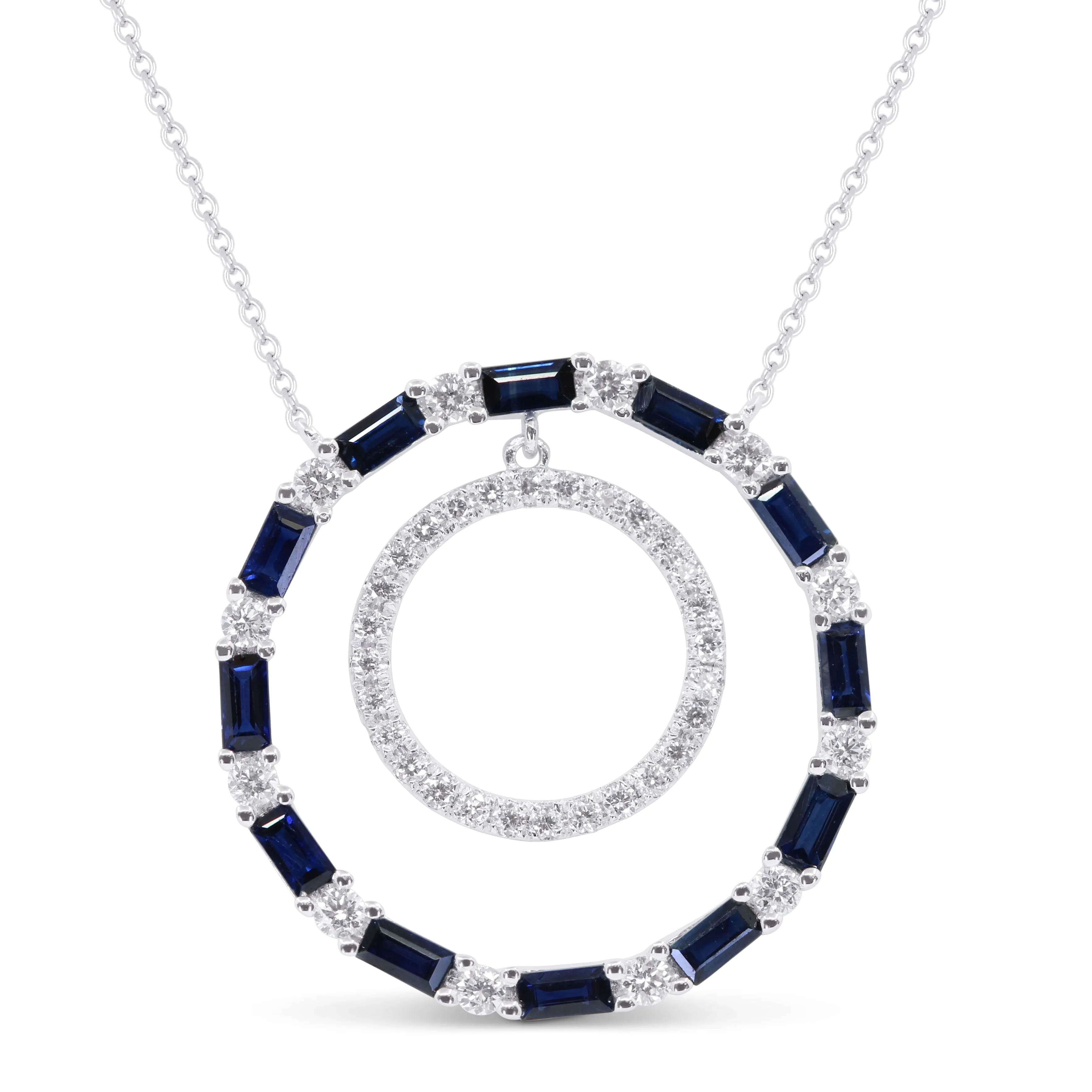 0.8Ct Sapphire Necklace In 14K Yellow Gold