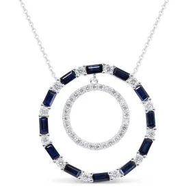 0.8Ct Sapphire Necklace In 14K Yellow Gold