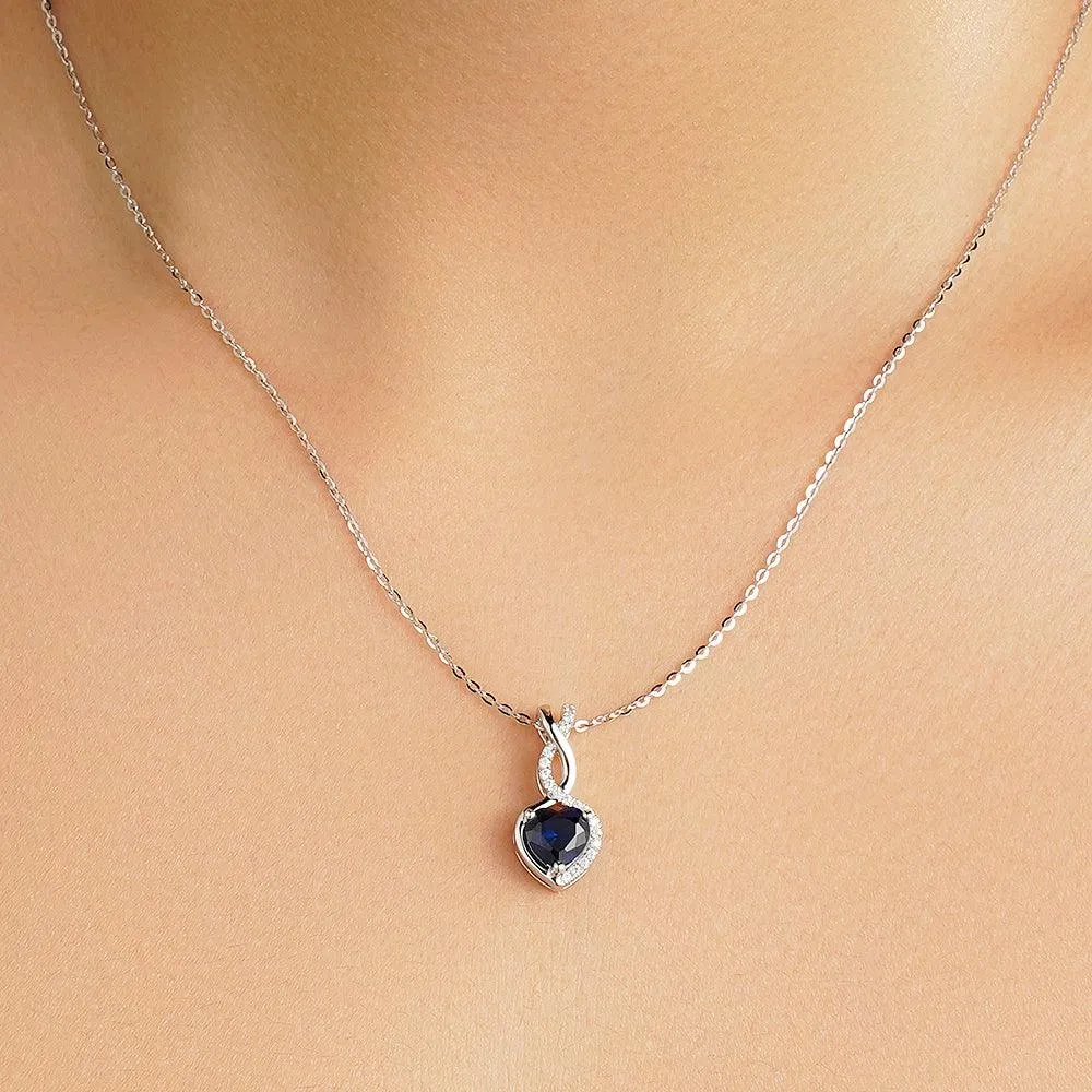 1 CT. Sapphire Infinity Heart Pendant with Diamonds