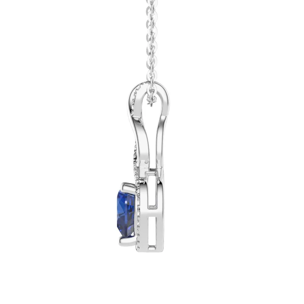 1 CT. Sapphire Infinity Heart Pendant with Diamonds