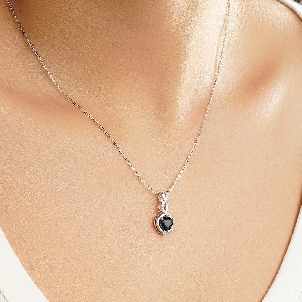 1 CT. Sapphire Infinity Heart Pendant with Diamonds