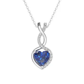 1 CT. Sapphire Infinity Heart Pendant with Diamonds