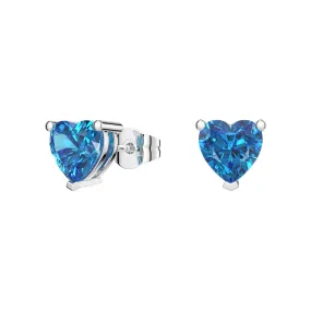 1 CT. Solitaire Heart Shaped Swiss Blue Topaz Stud Earrings