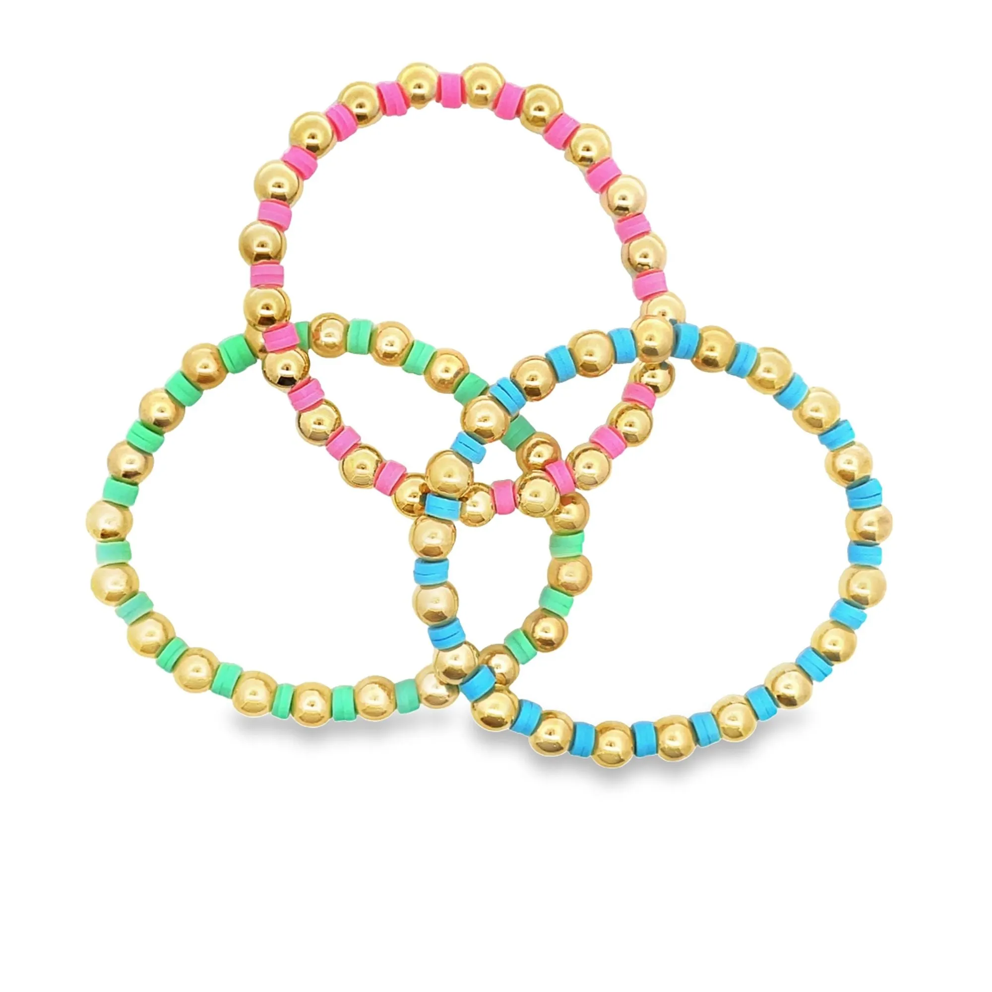 12 Colors Gold Bead Bracelet Polymer Clay Disc (I3)