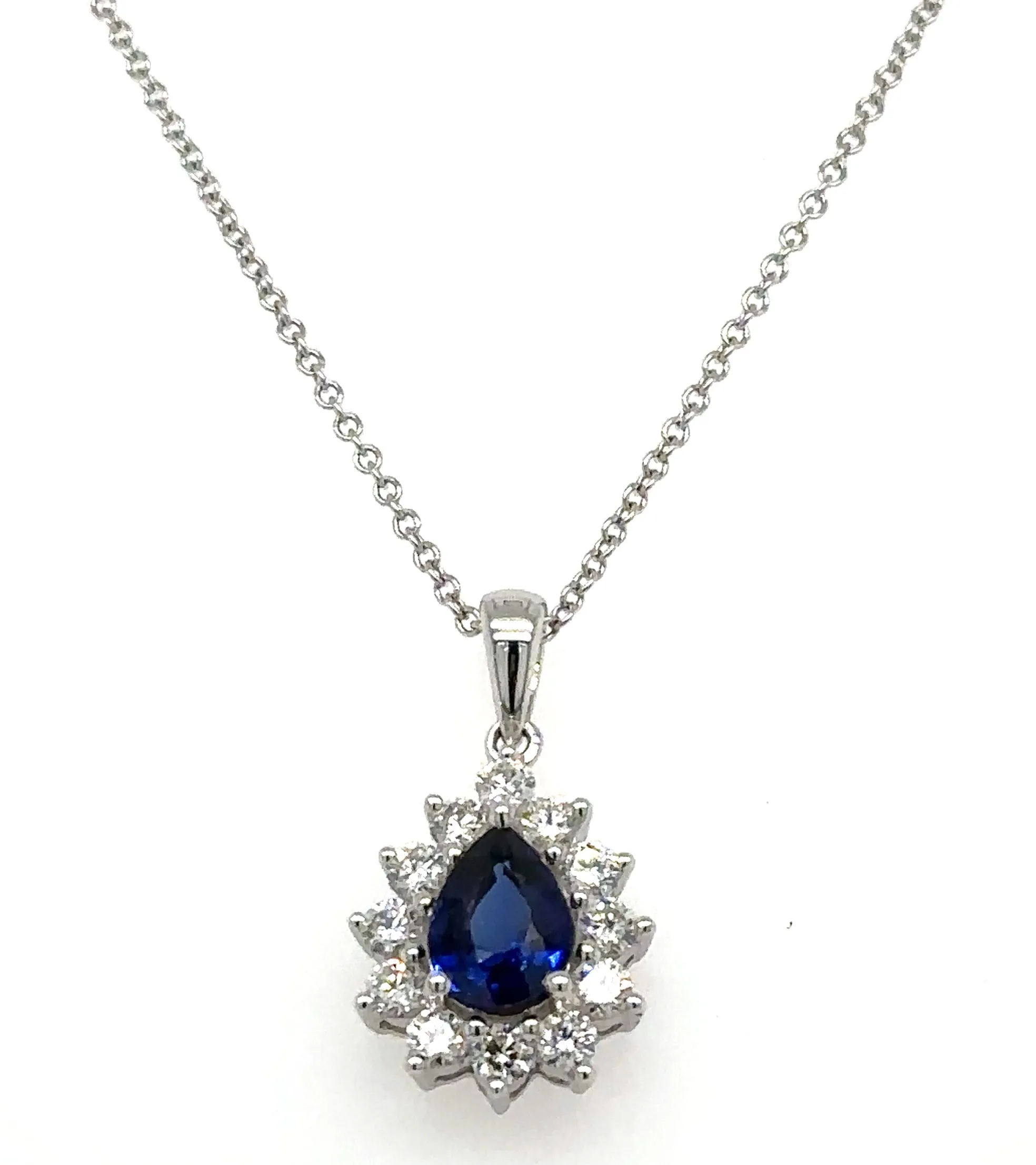 1.23carat Diamond Blue Sapphire Pendant Necklace