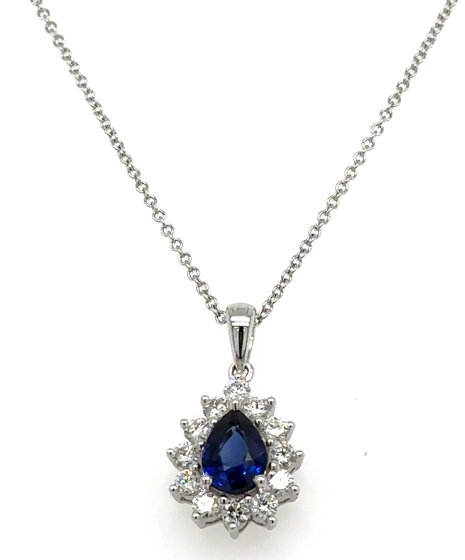 1.23carat Diamond Blue Sapphire Pendant Necklace