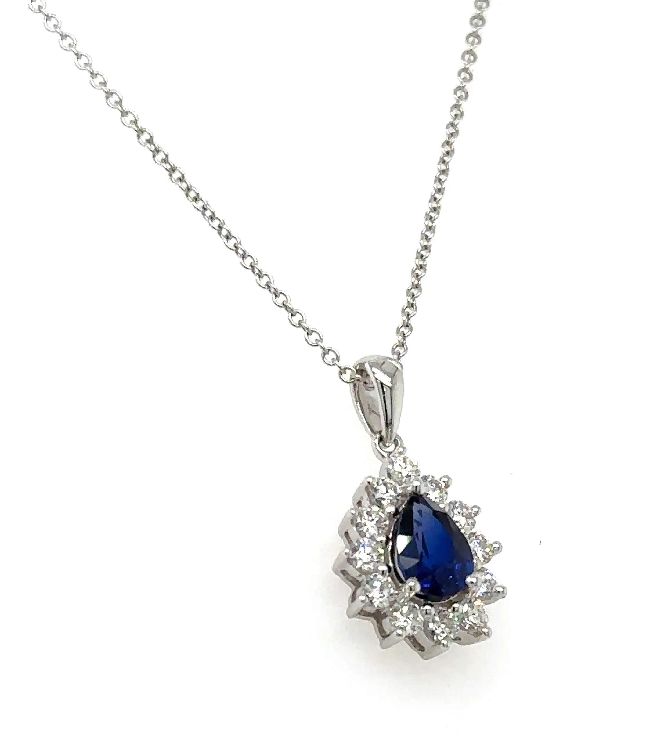 1.23carat Diamond Blue Sapphire Pendant Necklace