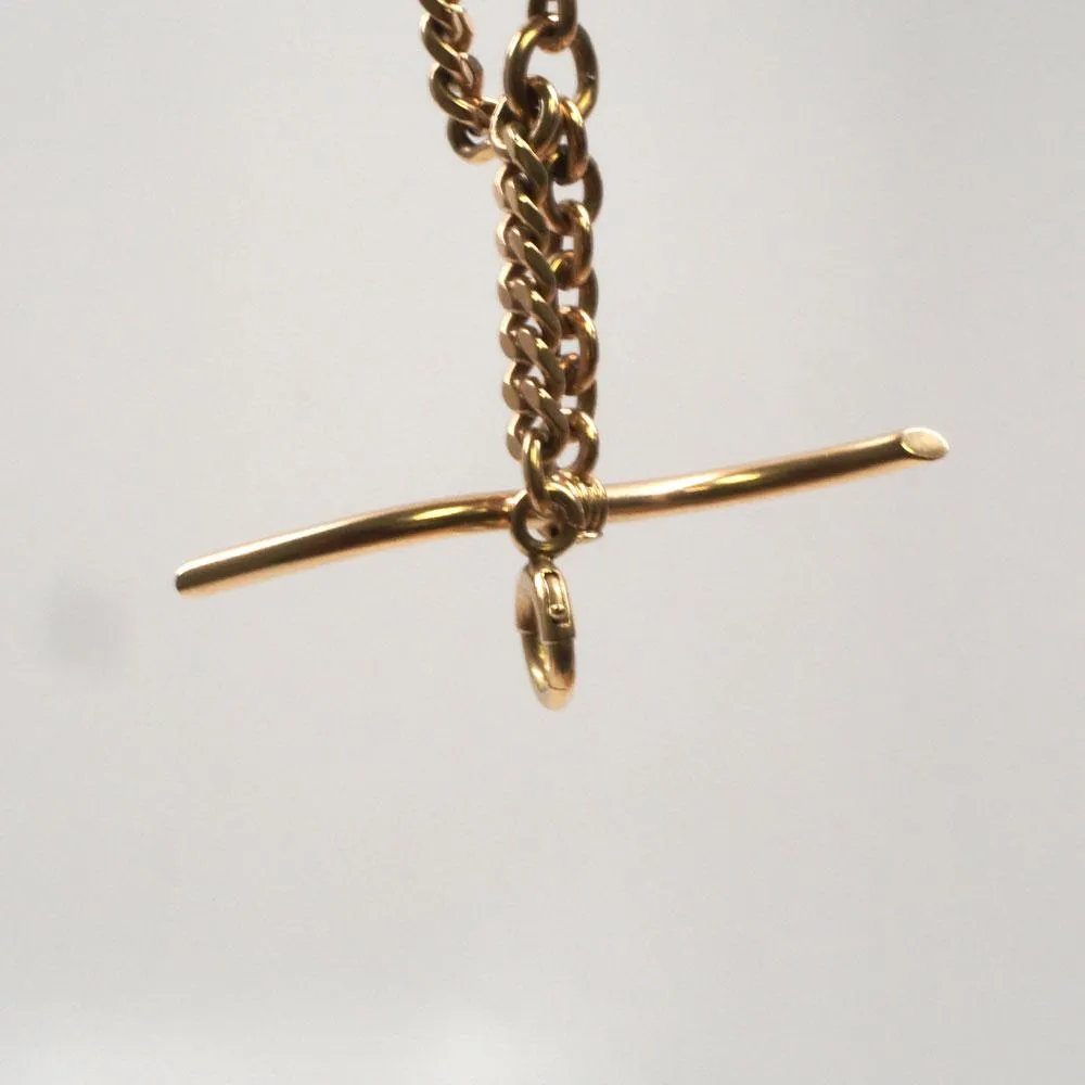 14K Gold Albert with T-Bar Pocket Watch Chain