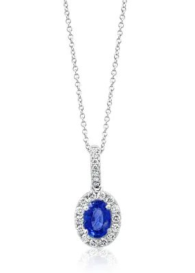 14K White Gold Sapphire and Diamond Necklace