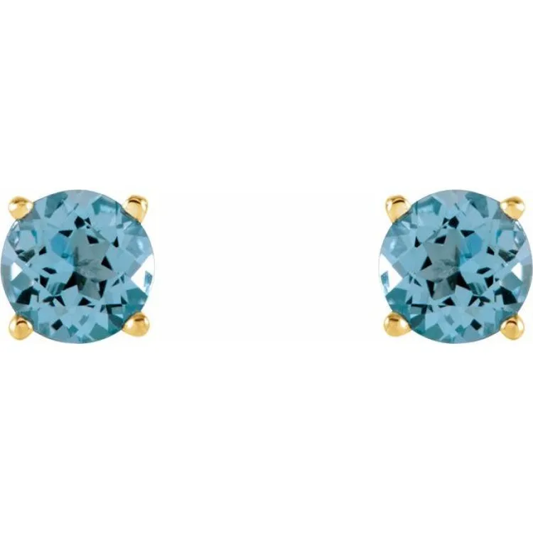 14K Yellow 5 mm Natural Sky Blue Topaz Stud Earrings