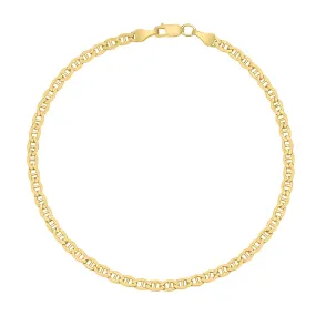 14K Yellow Gold Filled 3.2Mm Mariner Link Chain Bracelet With Lobster Clasp