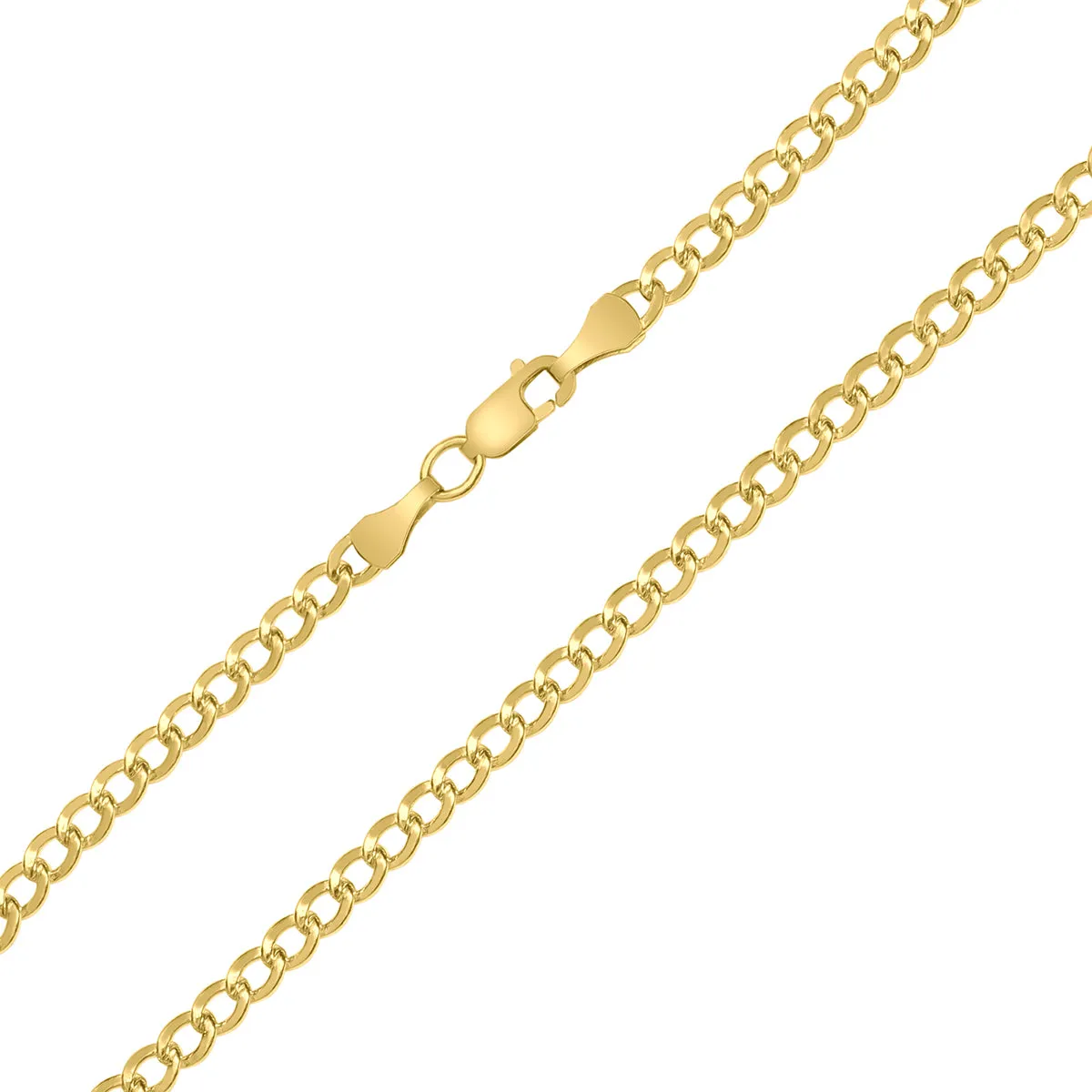 14K Yellow Gold Filled 3.3MM Curb Link Bracelet with Lobster Clasp