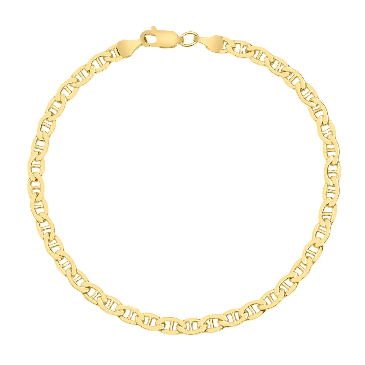 14K Yellow Gold Filled 4.2Mm Mariner Link Chain Bracelet With Lobster Clasp