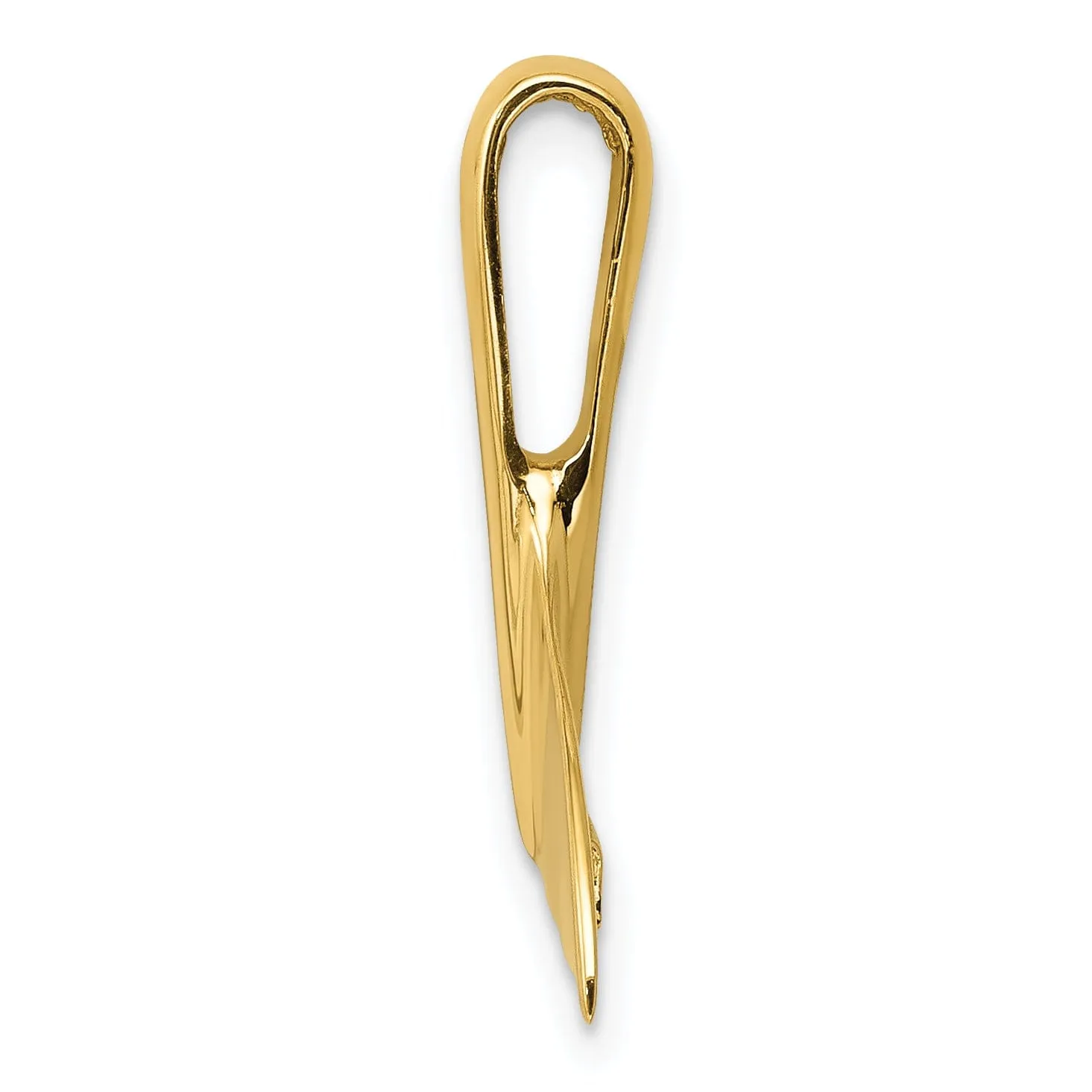 14k Yellow Gold Polished Solid Finish Whale Tail Slide Pendant will not fit Omega Chain