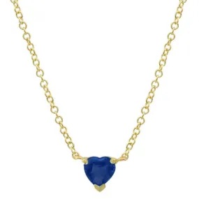 14K Yellow Gold Sapphire Heart Necklace