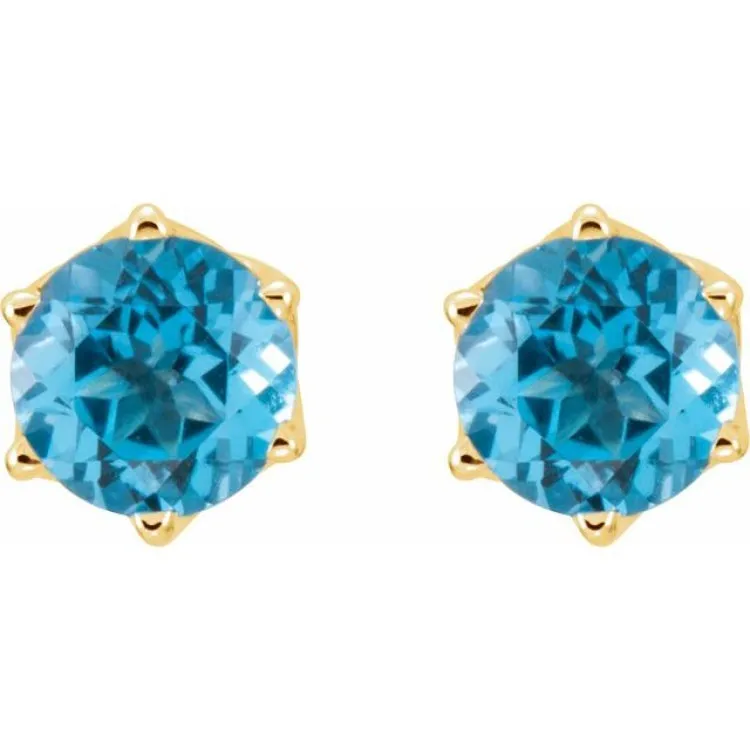 14K Yellow Natural Swiss Blue Topaz