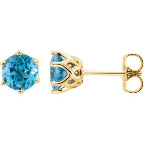 14K Yellow Natural Swiss Blue Topaz