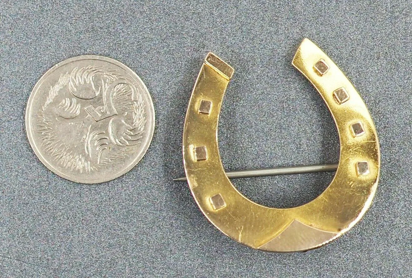 15ct Yellow Gold Horseshoe Brooch