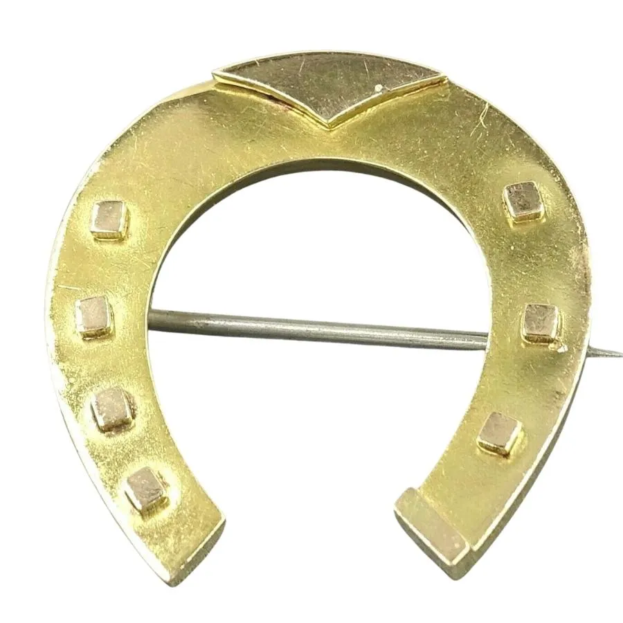 15ct Yellow Gold Horseshoe Brooch