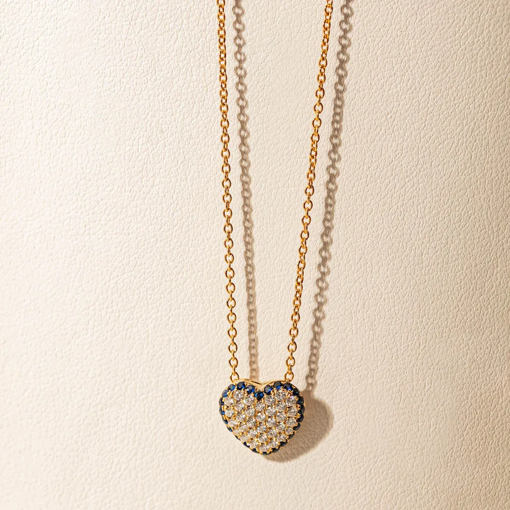 18ct Yellow Gold Sapphire & Diamond Corazon Pendant