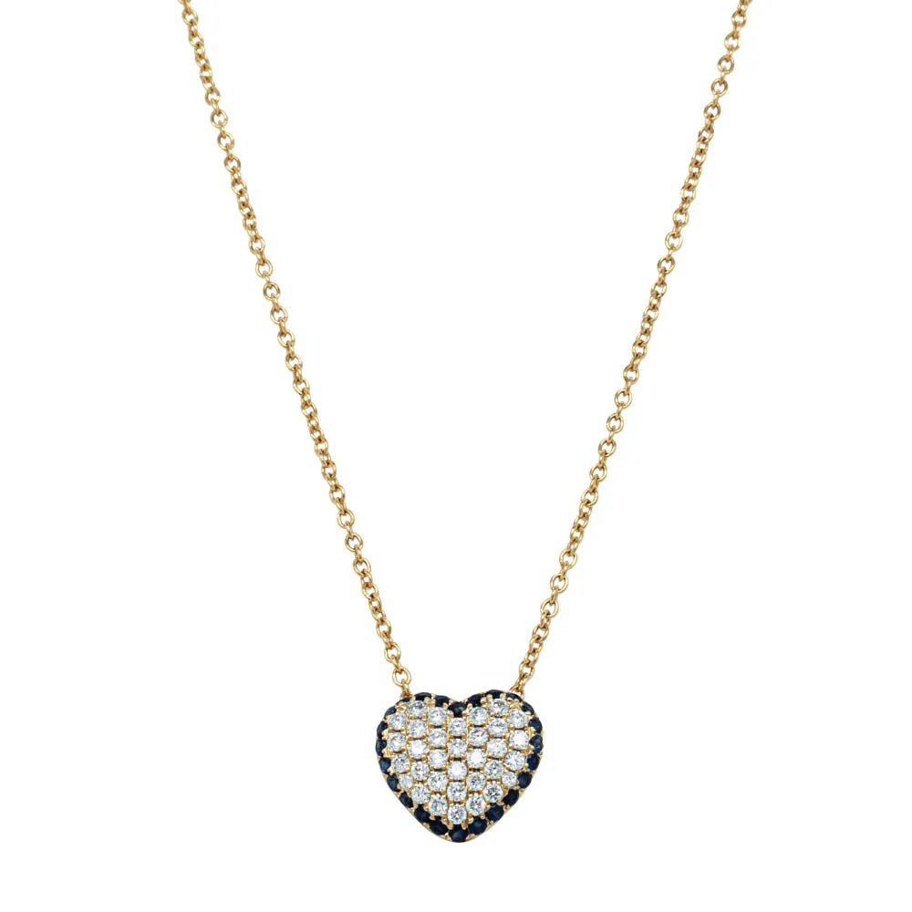 18ct Yellow Gold Sapphire & Diamond Corazon Pendant