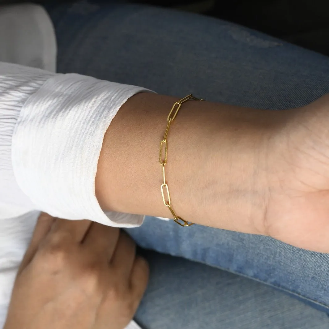 18K Gold-Filled Paperclip Chain Bracelet