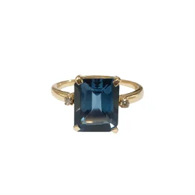 18k Gold London Blue Topaz Diamond Ring