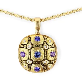 18K Little WIndows Sapphire & Diamond Pendant - M-113S