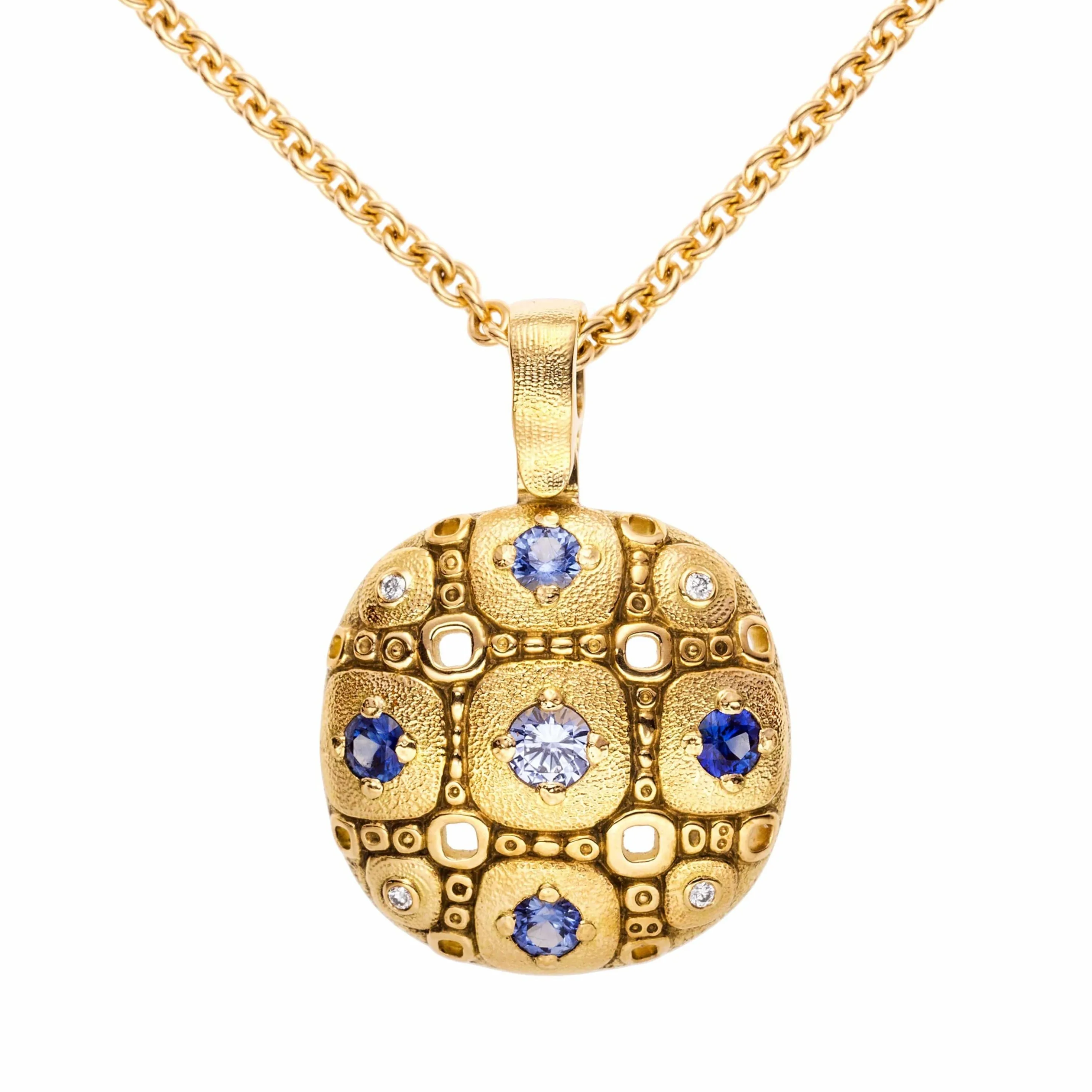 18K Little WIndows Sapphire & Diamond Pendant - M-113S