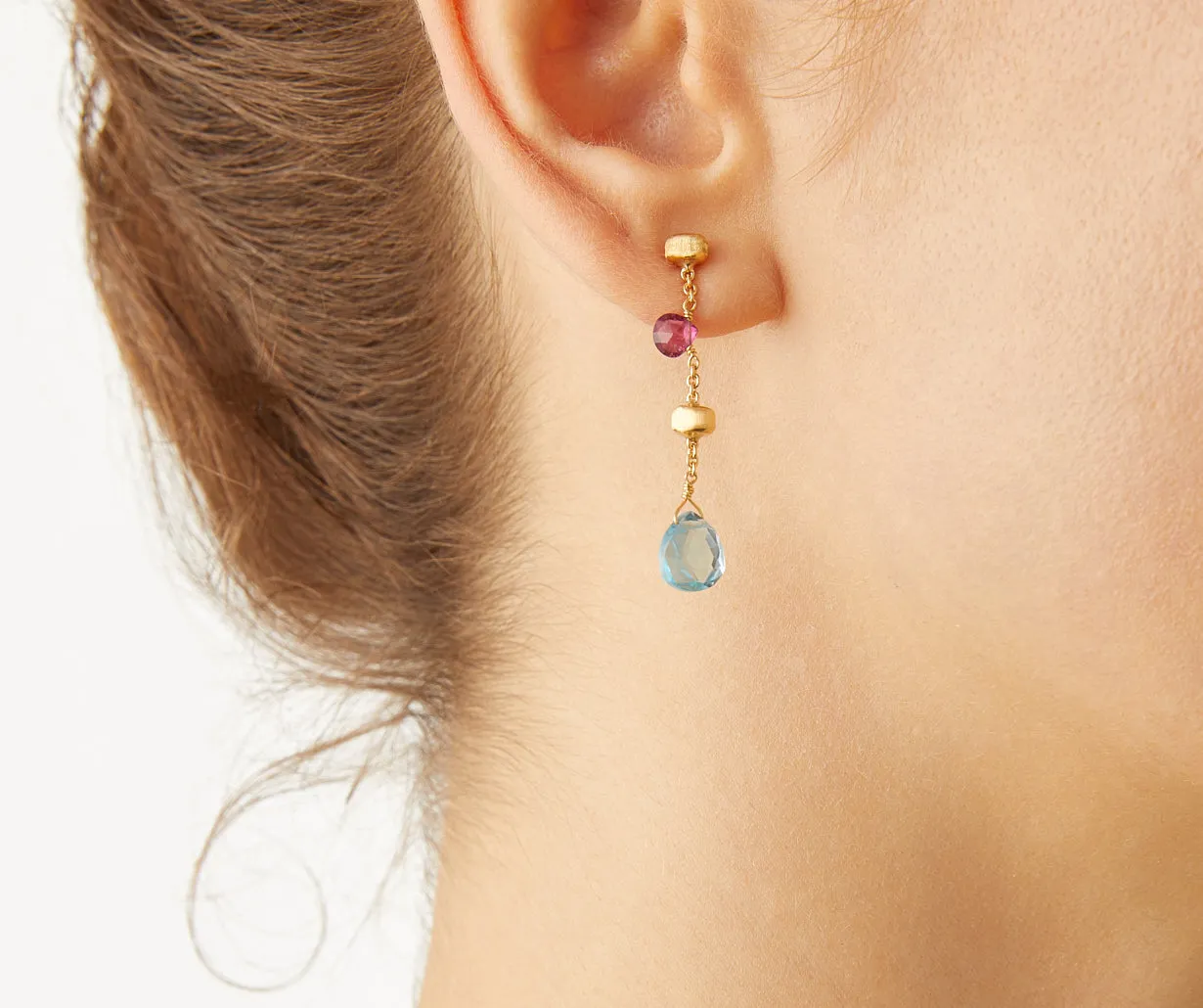 18K Yellow Gold Gemstone Earrings