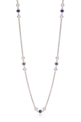 18KW Diamond and Sapphire Yard Chain Necklace