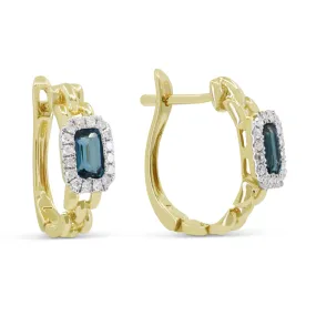 18" 0.70Ct London Blue Topaz Hoops Earrings In 14K Yellow Gold