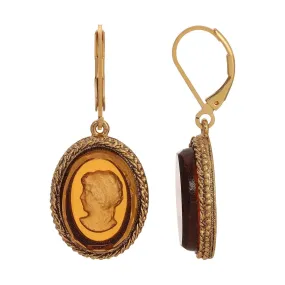 1928 Jewelry Victorian Oval German Glass Intaglio Drop Earrings