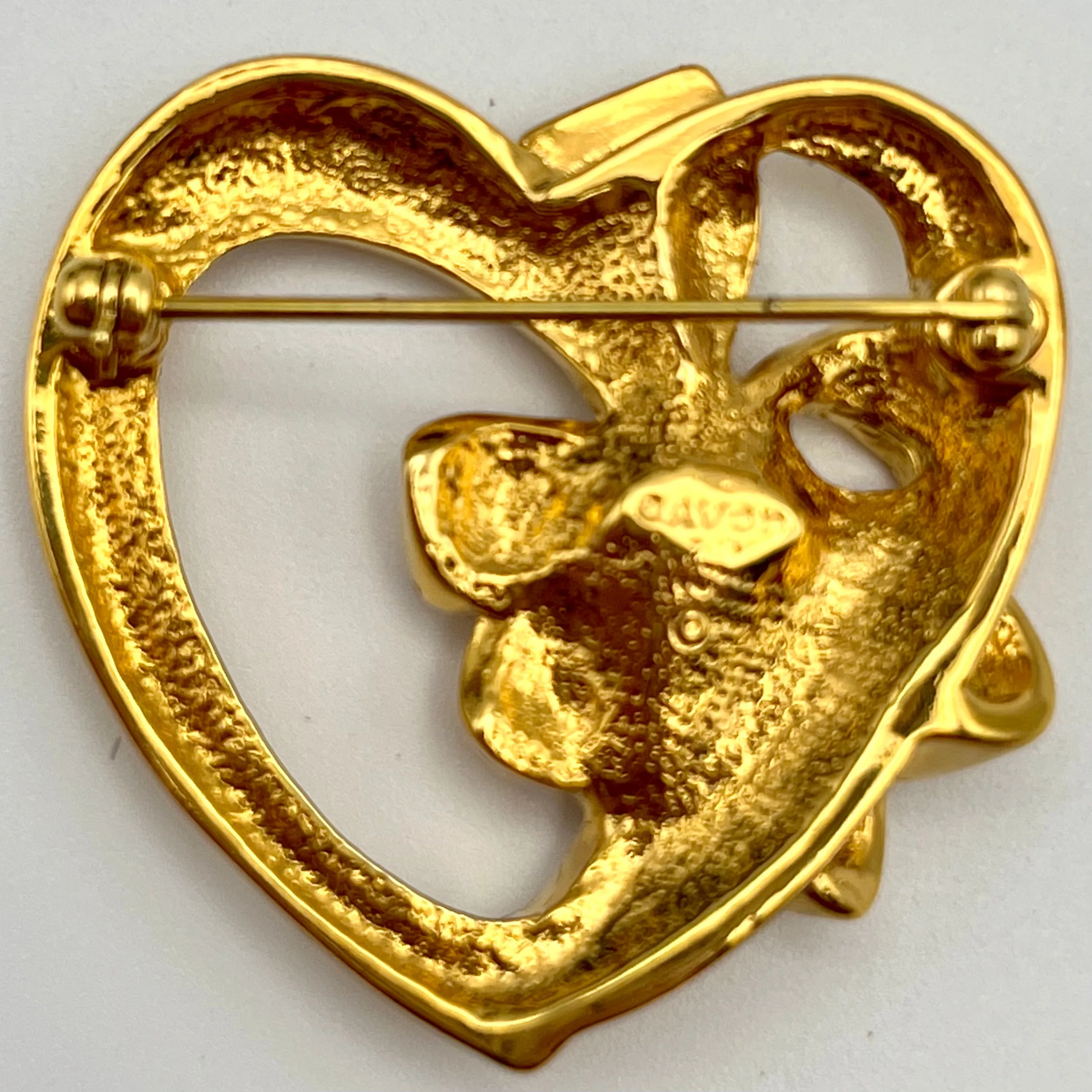 1992 Avon Birthstone Heart Brooch- March