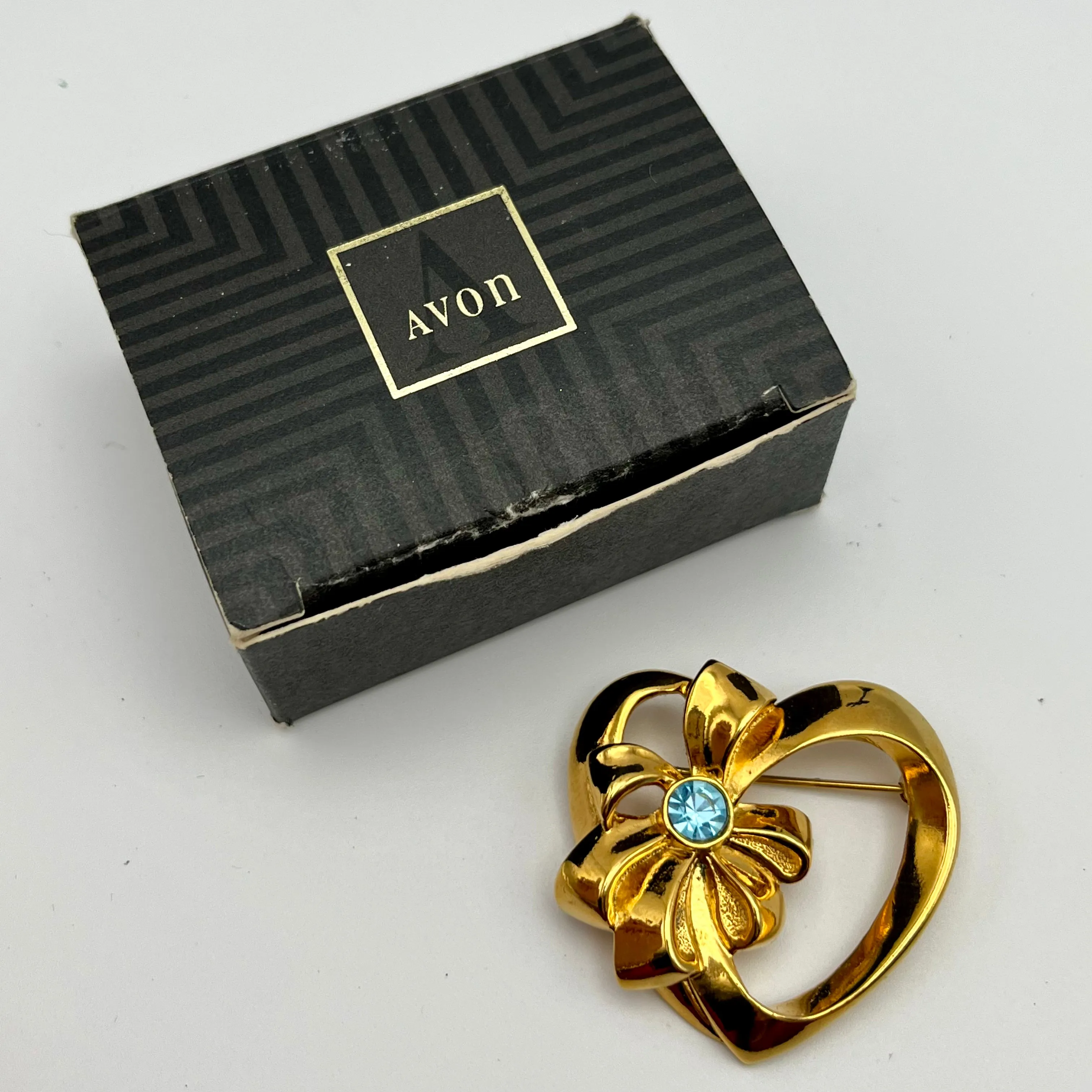 1992 Avon Birthstone Heart Brooch- March