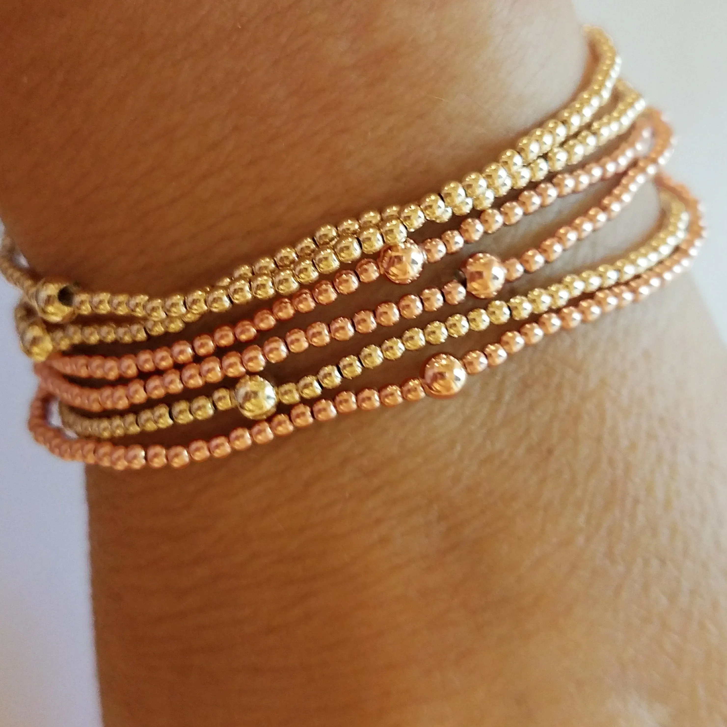 2mm Gold Small Bead Bracelet