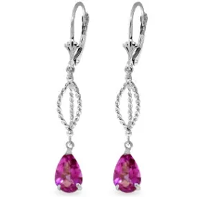 3 Carat 14K Solid White Gold Entreat Pink Topaz Earrings