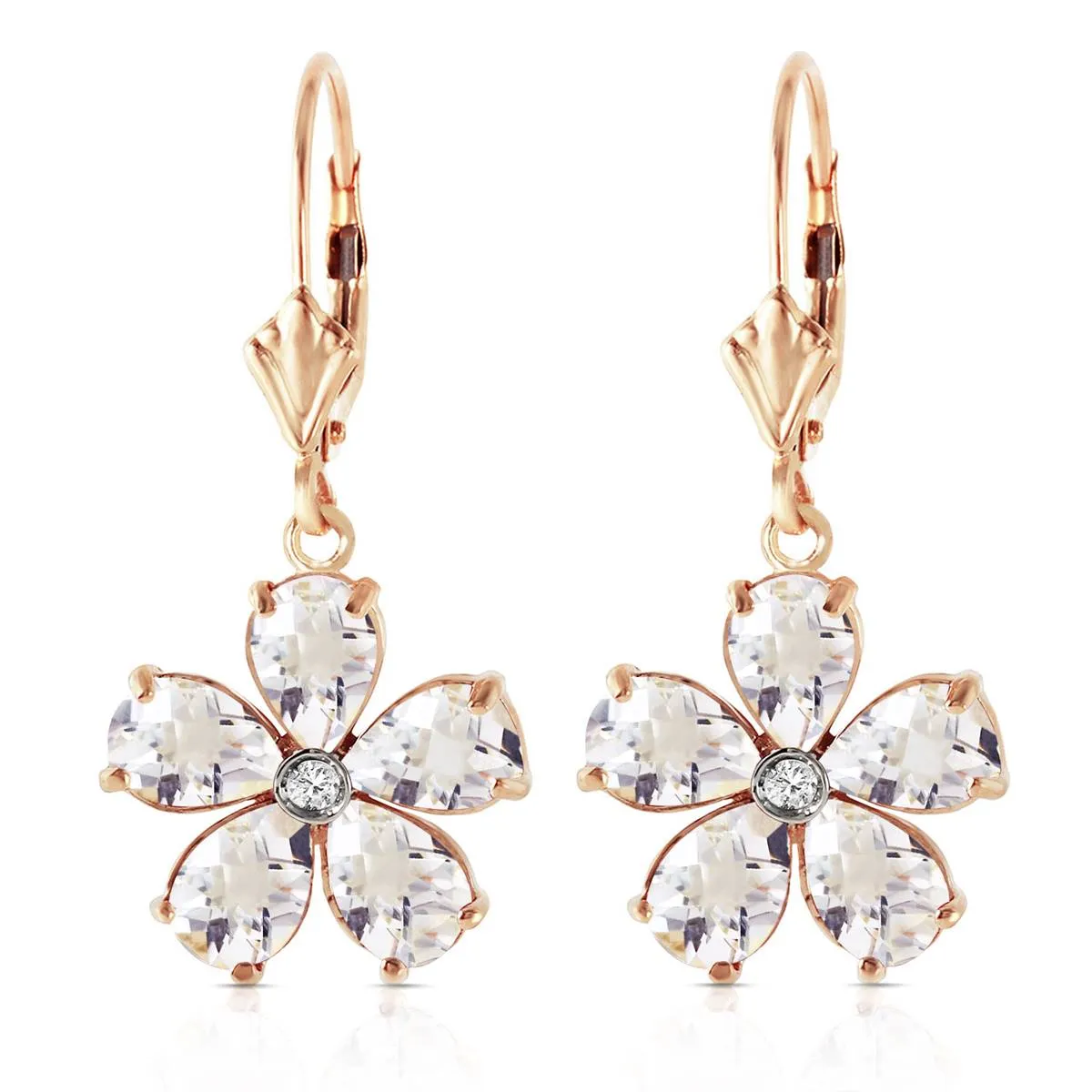 4.43 Carat 14K Solid Yellow Gold Zahra White Topaz Diamond Earrings