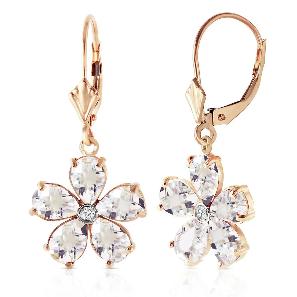 4.43 Carat 14K Solid Yellow Gold Zahra White Topaz Diamond Earrings