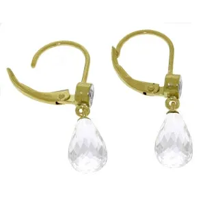 4.53 Carat 14K Solid Yellow Gold Femme White Topaz Diamond Earrings