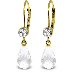 4.53 Carat 14K Solid Yellow Gold Femme White Topaz Diamond Earrings