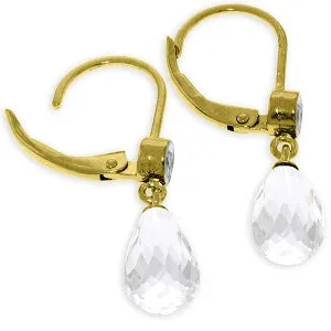 4.53 Carat 14K Solid Yellow Gold Femme White Topaz Diamond Earrings