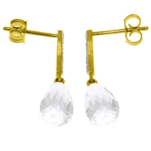 4.78 Carat 14K Solid Yellow Gold Adore White Topaz Diamond Earrings