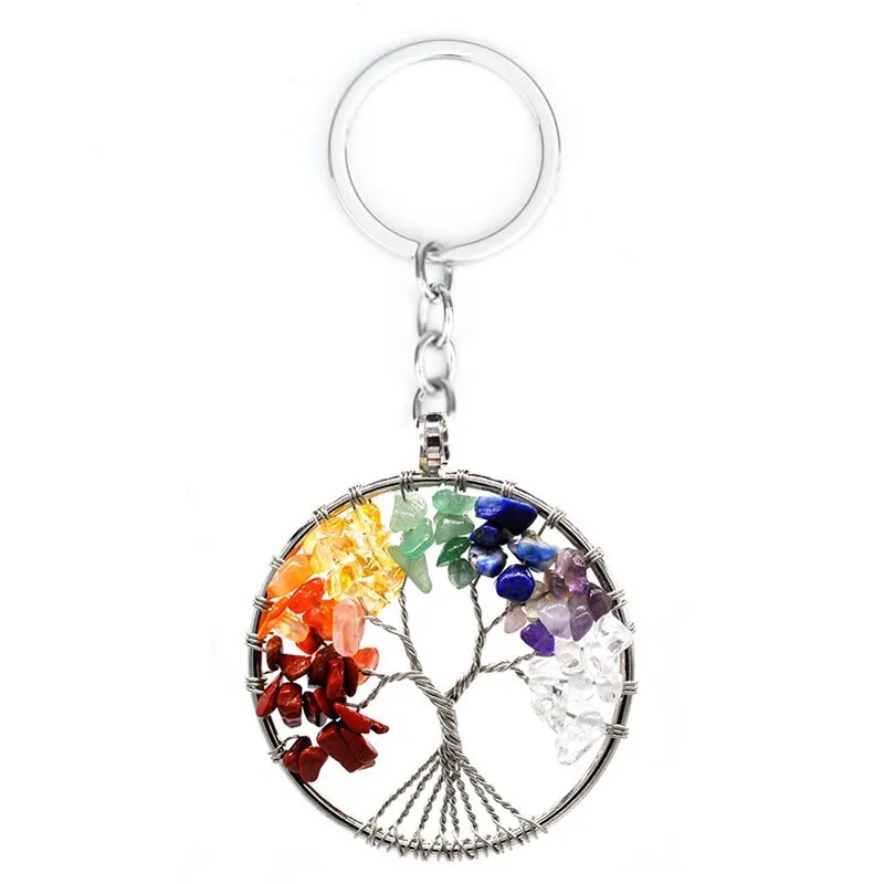 7 Chakra Quartz Natural Stone Tree of Life pendulum Pendant Necklace for Women  Healing Crystal Necklaces