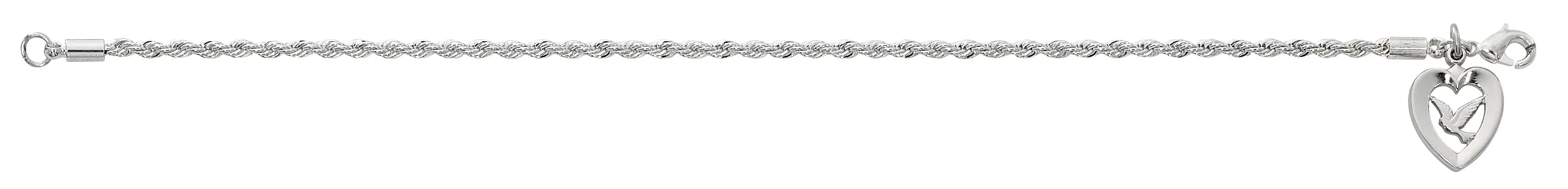 7.5 in Silver Plated Rope Bracelet, Boxed