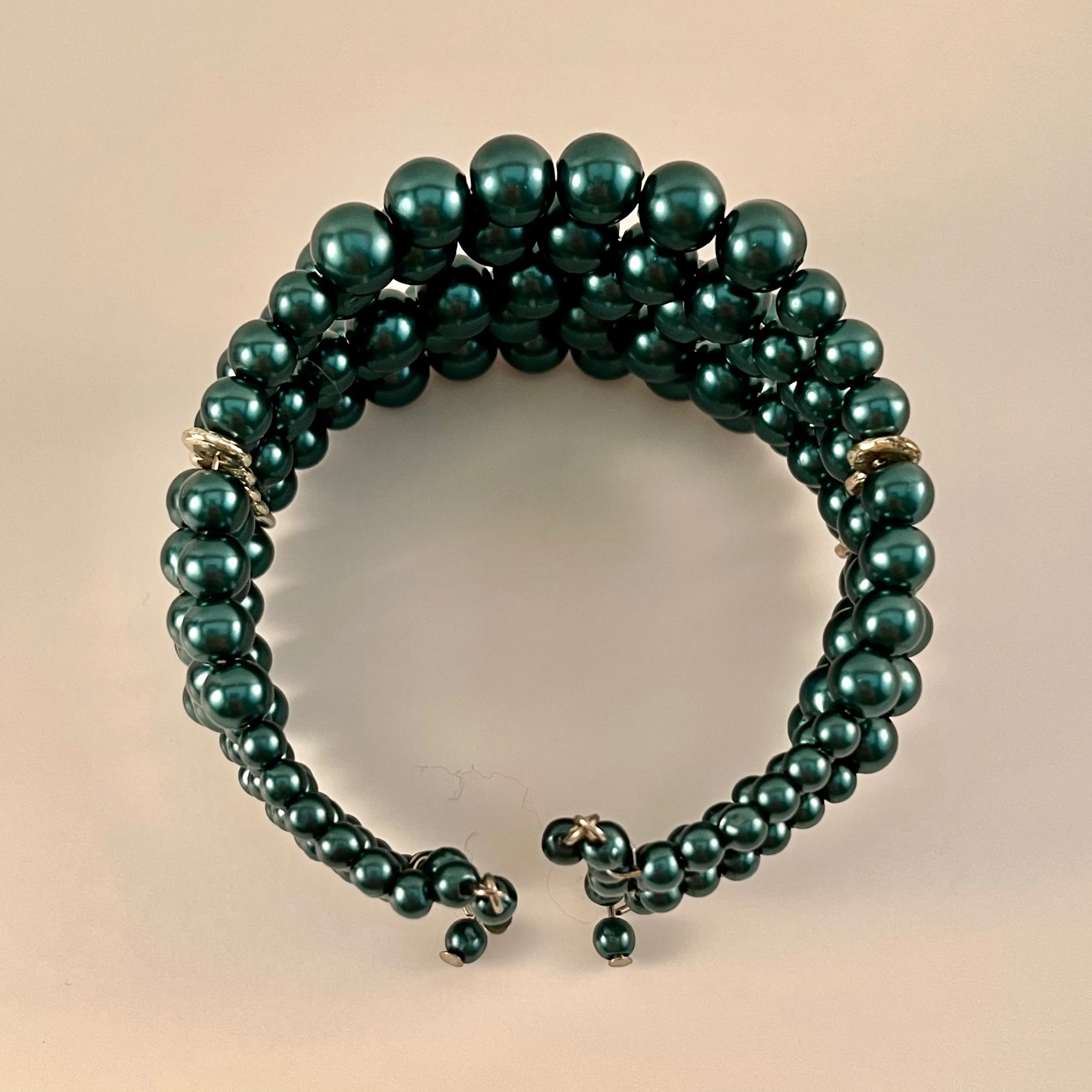 80s/90s Teal Beaded Cuff Bracelet