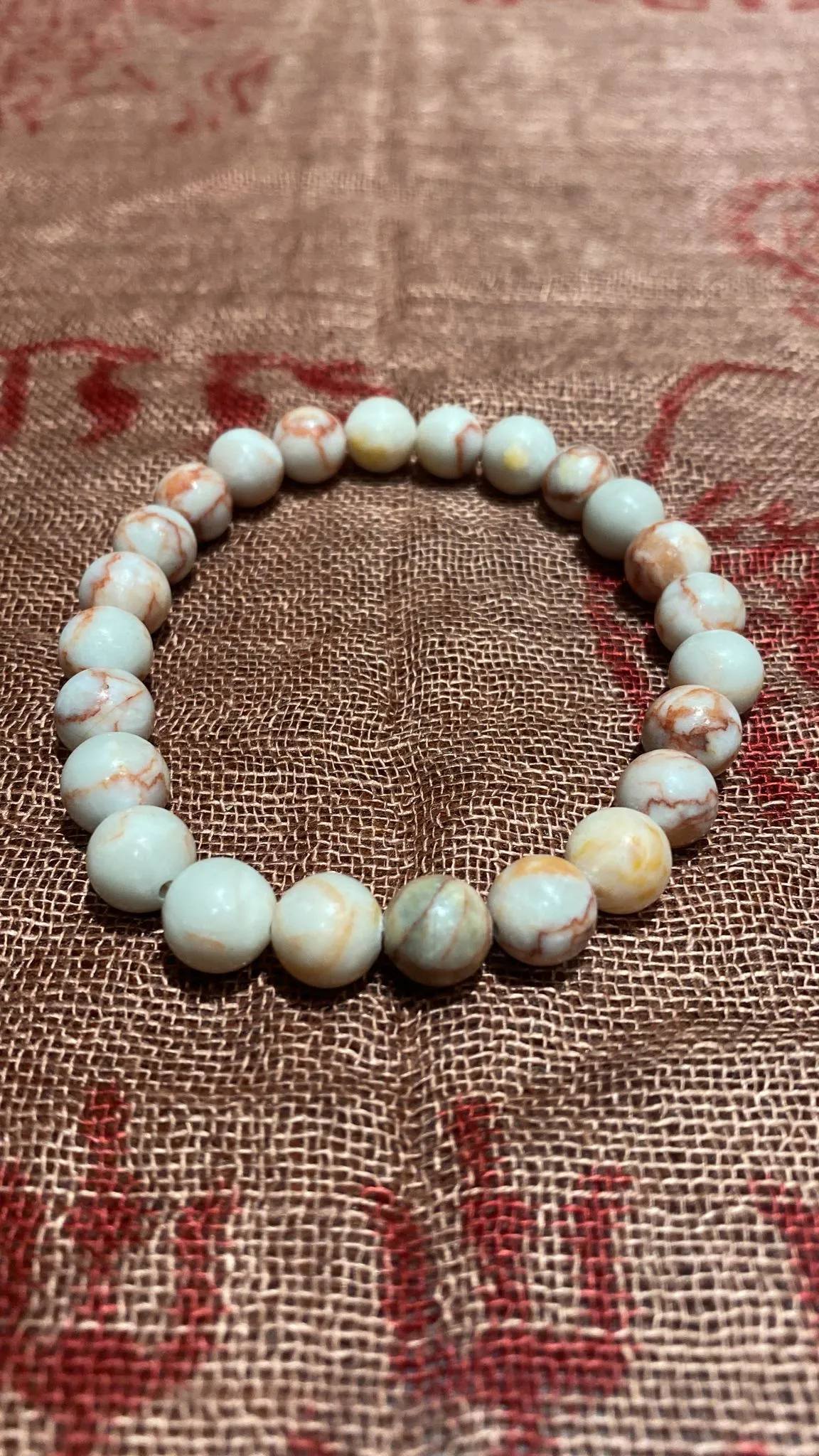 8MM Indonesian Picture Jasper Bead Stretchy Bracelet