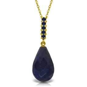 9 Carat 14K Solid Yellow Gold Necklace Briolette Drop Sapphire