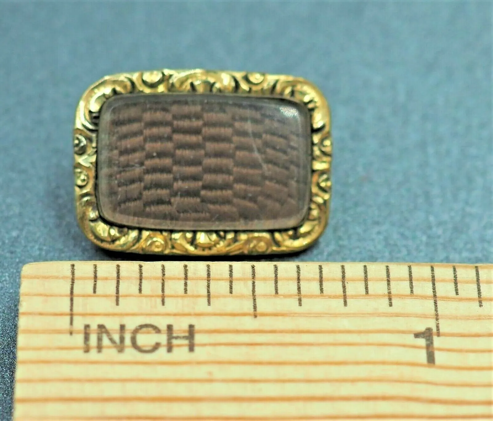 9ct Yellow Gold Woven Hair Antique Mourning Brooch