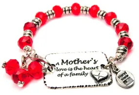 A Mothers Love Is The Heart Of A Family Expression Armor Pewter Crystal Bracelet